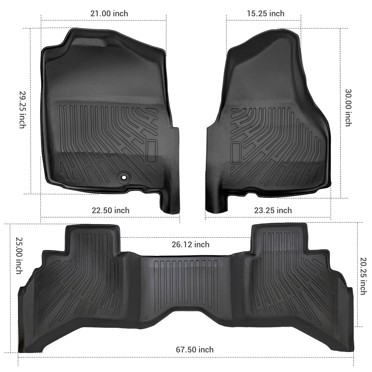 Trucktok Dodge Ram 2002-2008 1500 & 2003-2009 2500 3500 Crew Cab (Quad Cab) All-Weather Floor Mats TruckTok