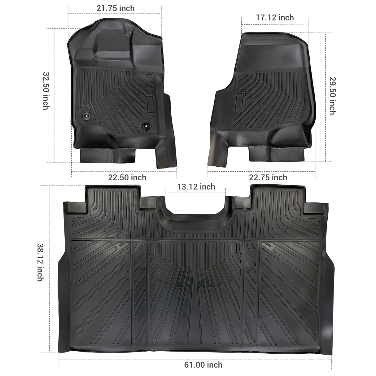 Trucktok 2015-2025 Ford F150 / F-150 Lightning SuperCrew Cab Without Seat Storage All-Weather TPE Floor Mats TruckTok
