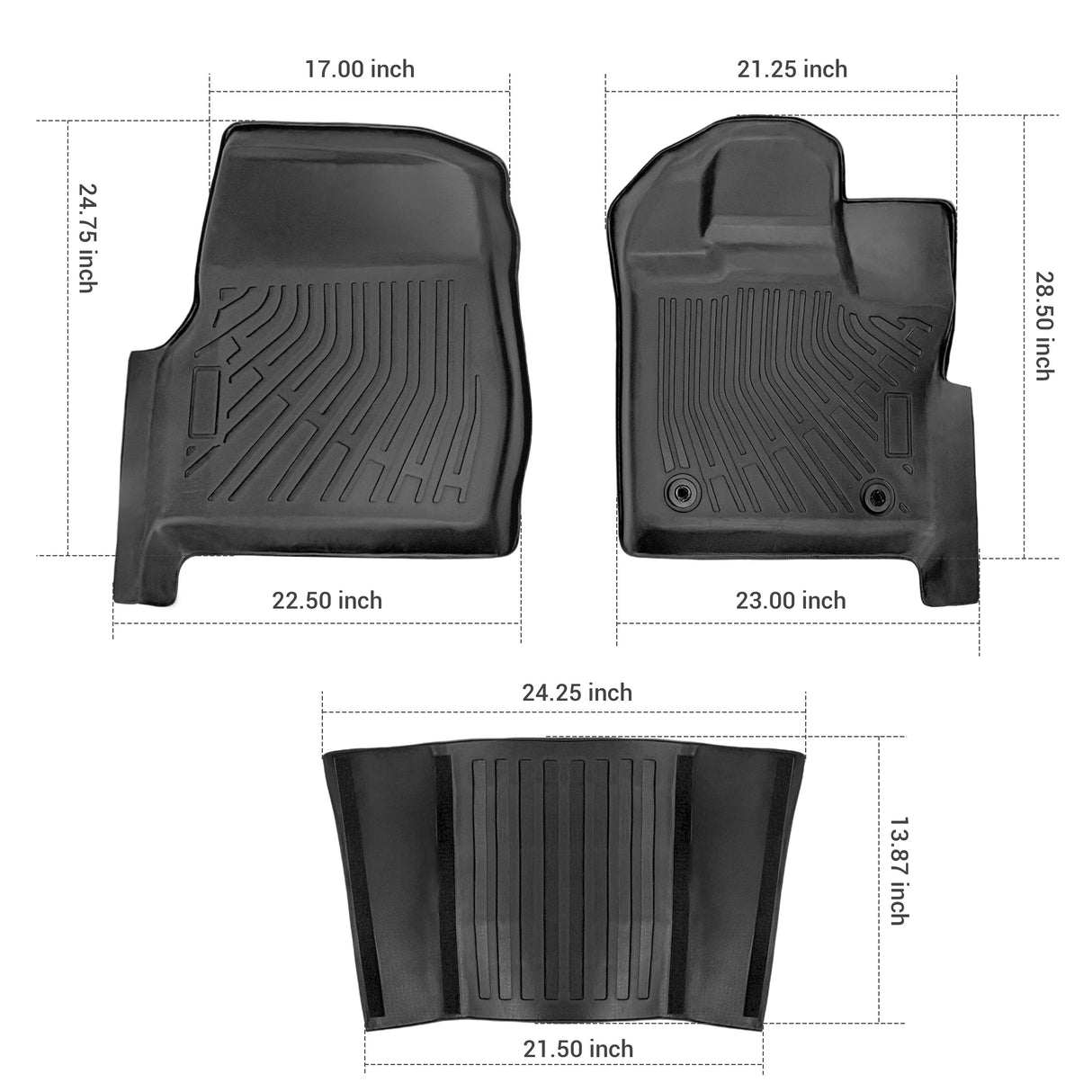 Trucktok 2015-2025 Ford F150 Regular Cab Bucket Seat All-Weather TPE Floor Mats TruckTok
