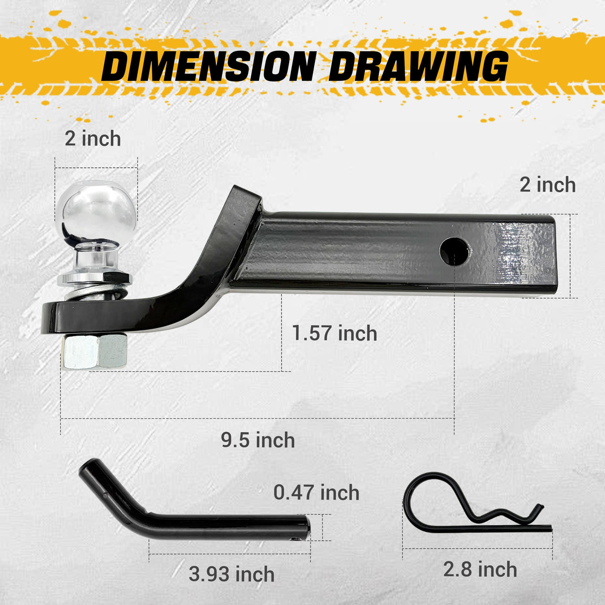Trucktok 2" Receiver Hitch Ball Mount with 6,000 lbs GTW & Hitch Pin TruckTok