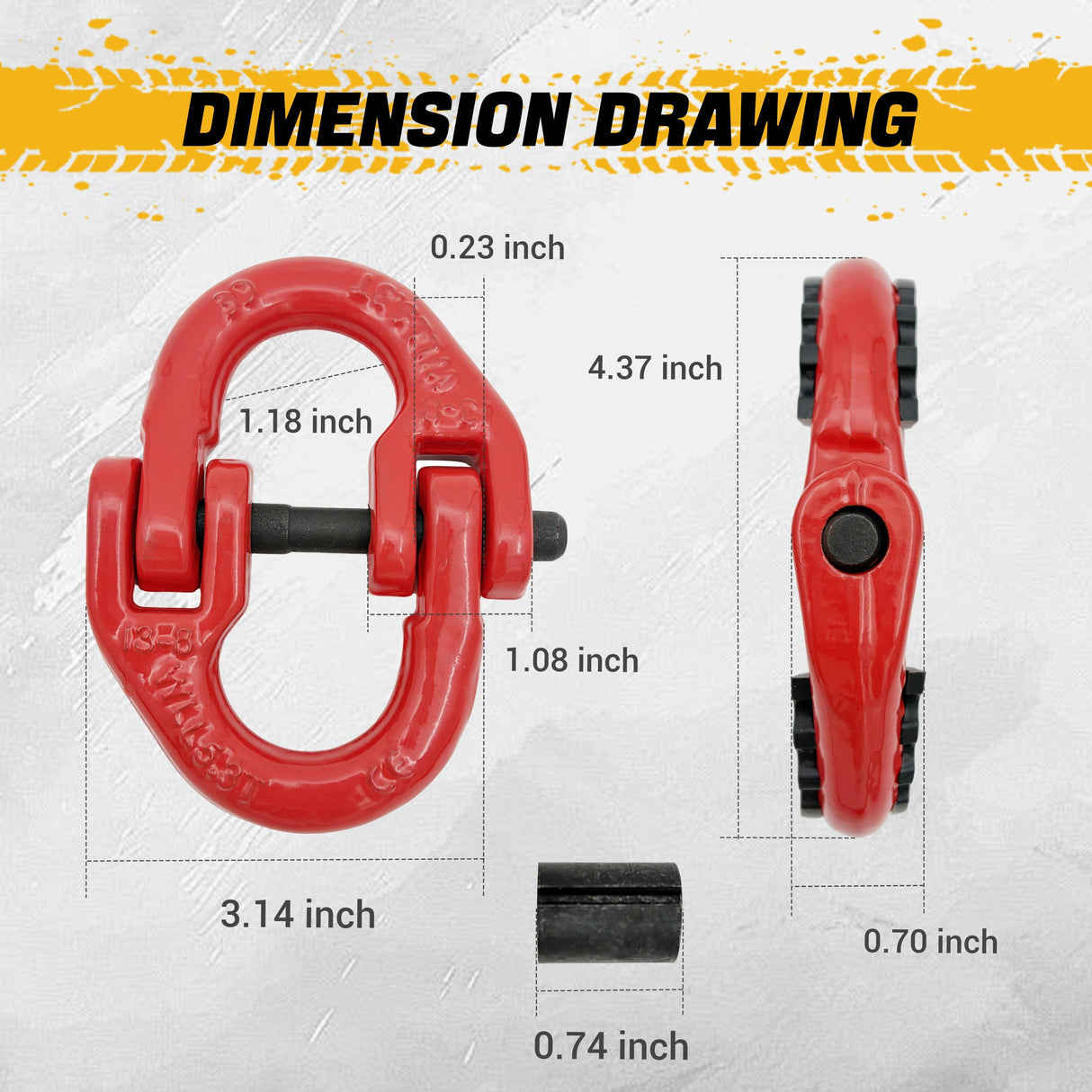 Trucktok 2Pcs 1/2" Hammerlock Coupling Links 47,000 lbs Break Strength TruckTok