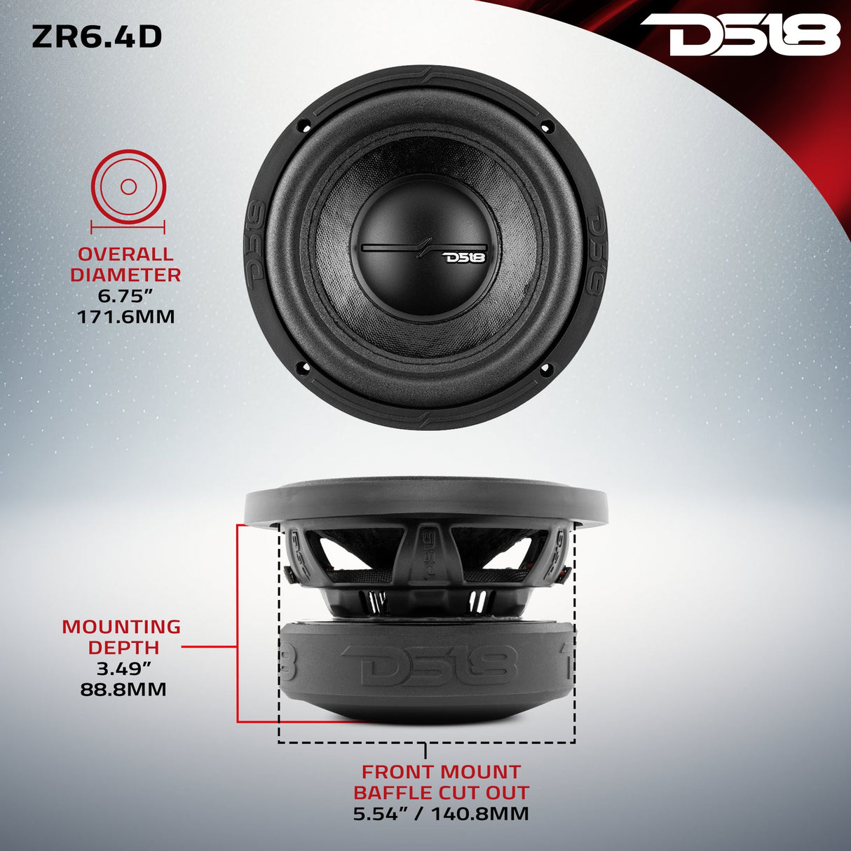 ZR 6.5" Subwoofer 300 Watts Rms DVC 4-Ohm