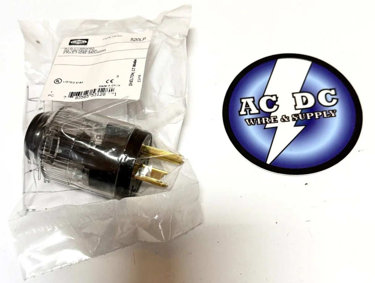 520LP HUBBELL 20A 125V, 5-20P, ILLUMINATED PLUG Hubbell