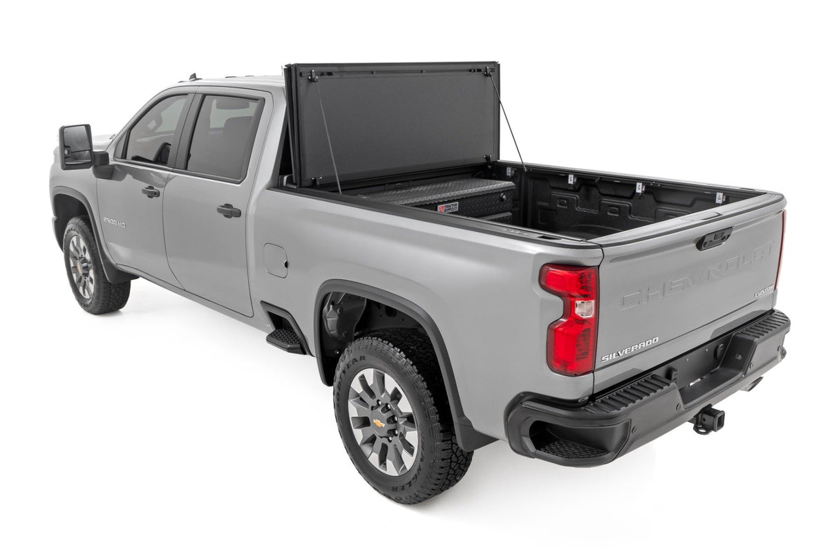 Hard Tri-Fold Flip Up Bed Cover | 6'9" Bed | Chevy/GMC Silverado/Sierra 2500HD/3500HD (20-24)