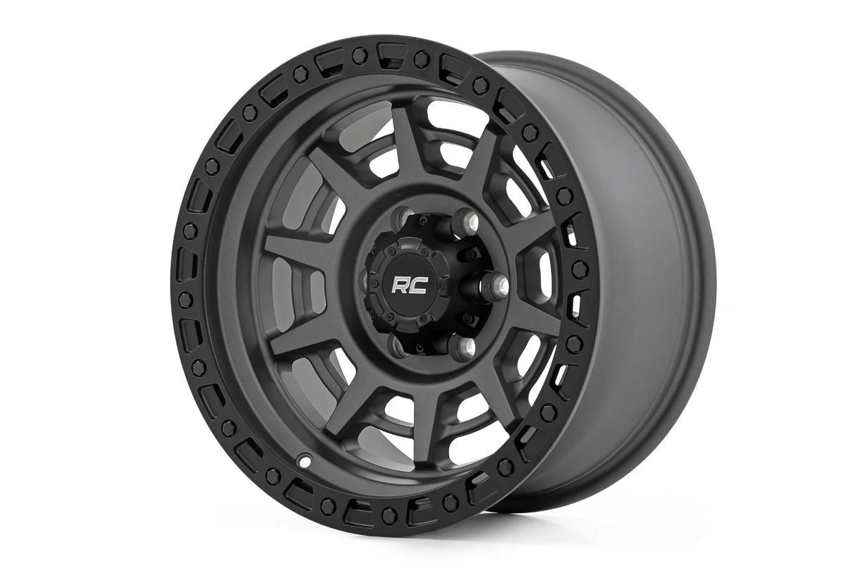 Rough Country 85 Series Wheel Simulated Beadlock | Gunmetal Gray/Black | 17x9 | 6x5.5 |+25mm