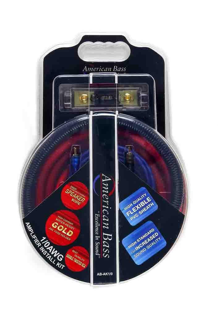 American Bass 0 Gauge Complete CCA (Copper Clad Aluminum) Amplifier Wiring Kit - Car Audio Amp Install Kit with Power, Ground & RCA Cables