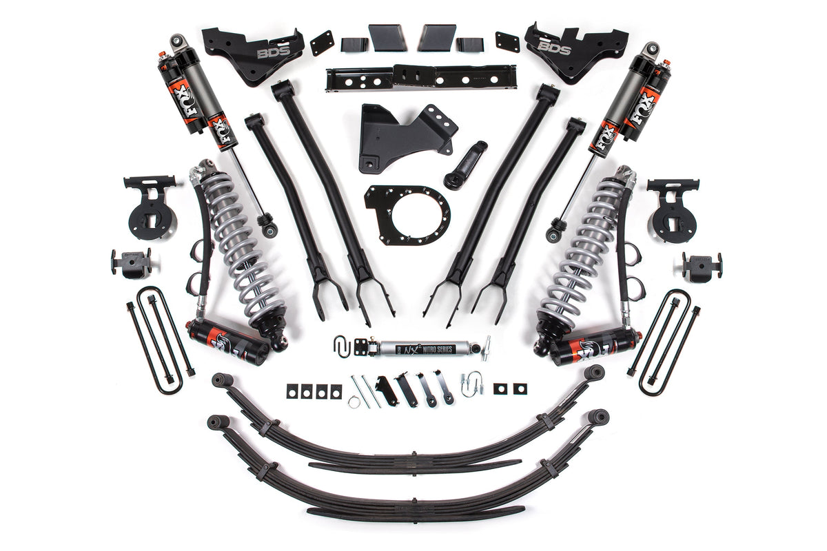 7 Inch Lift Kit w/ 4-Link | FOX 2.5 Performance Elite Coilover Conversion | Ford F250/F350 Super Duty (23-26) 4WD | Diesel