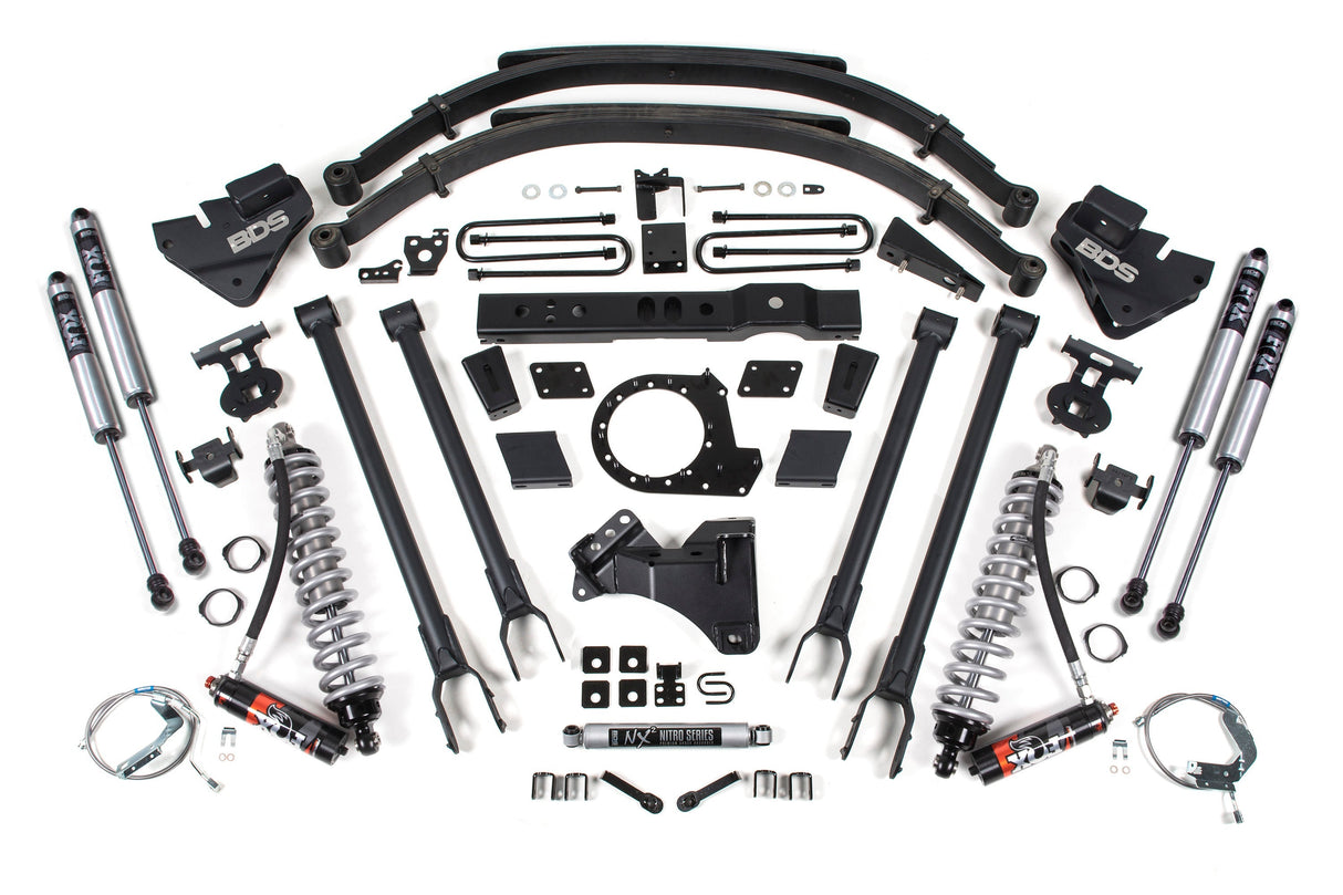 8 Inch Lift Kit w/ 4-Link | FOX 2.5 Performance Elite Coil-Over Conversion | Ford F250/F350 Super Duty (17-19) 4WD | Diesel BDS Suspension