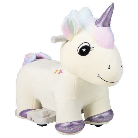 Beige 6V Electric Animal Ride On Toy with Music and Handlebars - Long-Lasting Fun for Kids