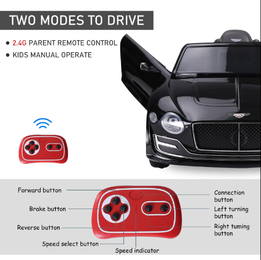 Bentley Style EXP-12 Kids Electric Ride on Car with Parental Remote Control - Licensed 12V Toy Vehicle