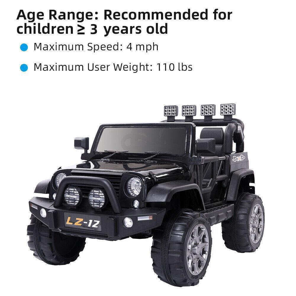 Black Electric 12V Kids Ride On Car with Remote Control and Music