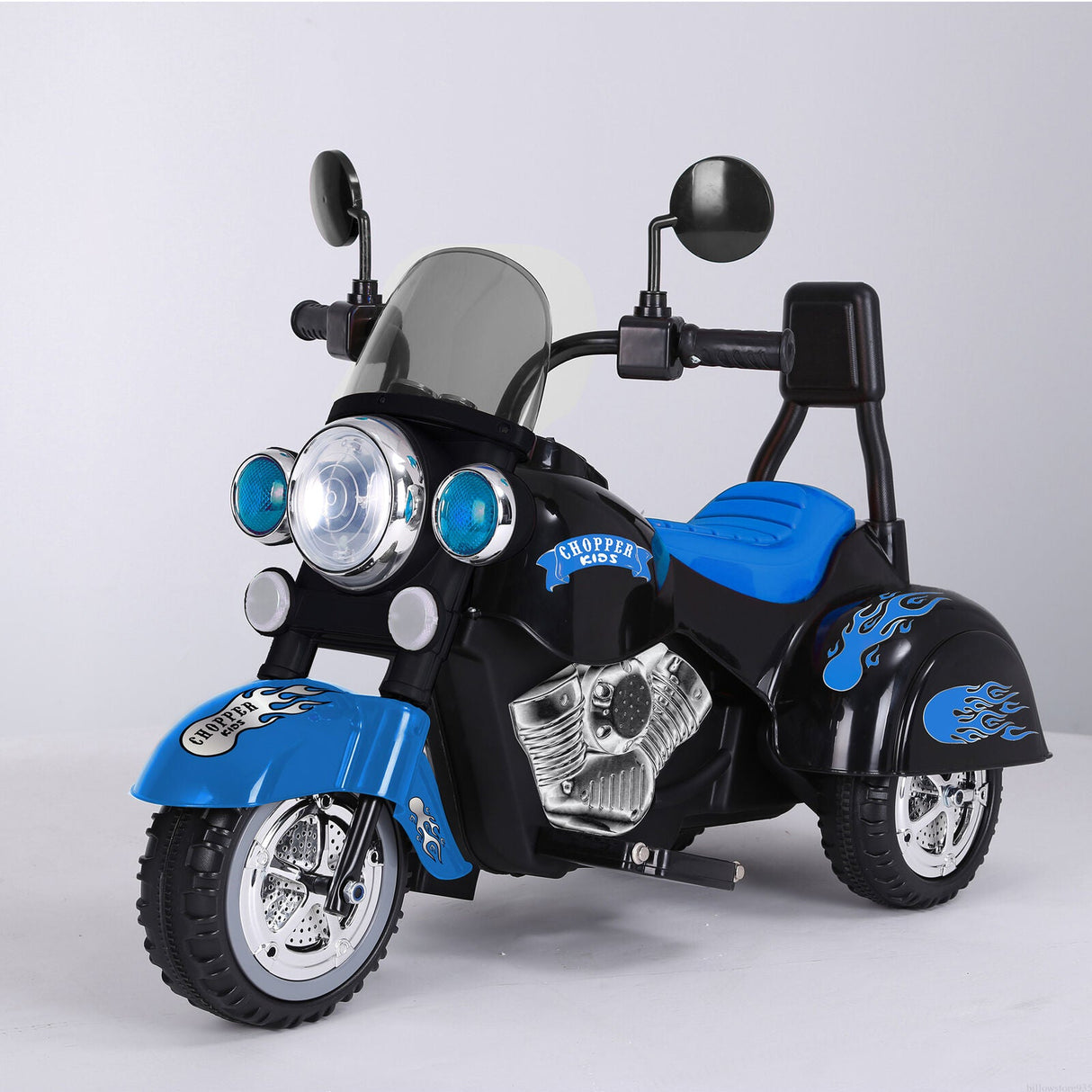 Blue 3-Wheel Motorbike for Kids with LED Headlight and Colorful Design