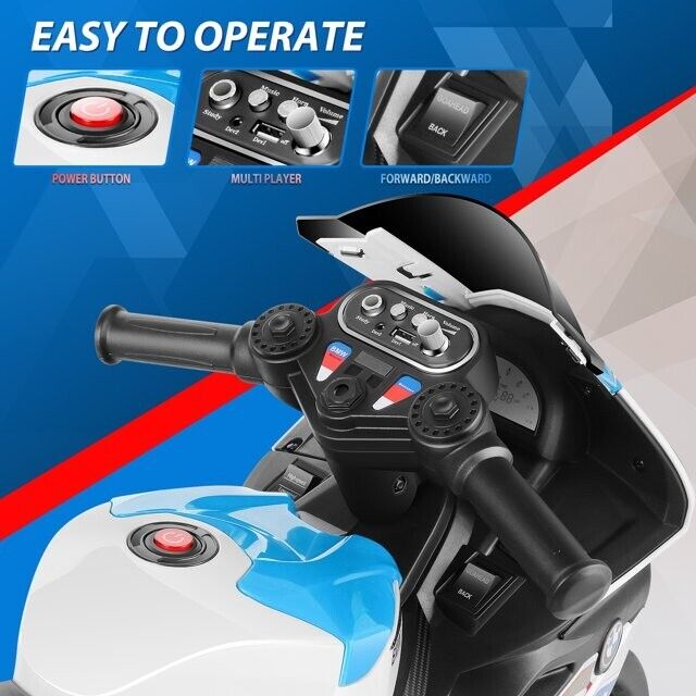 BMW Kids Electric Motorcycle - 12V Battery Powered Ride-On Bike in Sleek Black Design