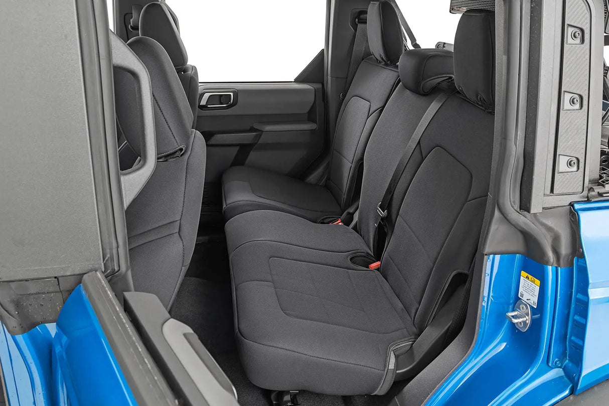 Rough Country Neoprene Seat Covers Front & Rear 4-Door Ford Bronco 4WD 2021-2026 91045