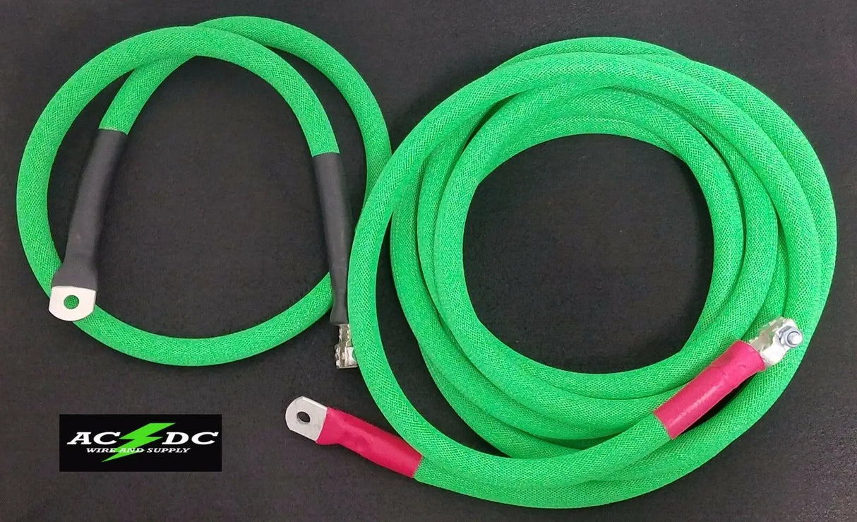 Battery Relocation Kit, 4/0 Awg Welding Cable, Top Post 16'/4' NEON GREEN SAE AC/DC WIRE AND SUPPLY