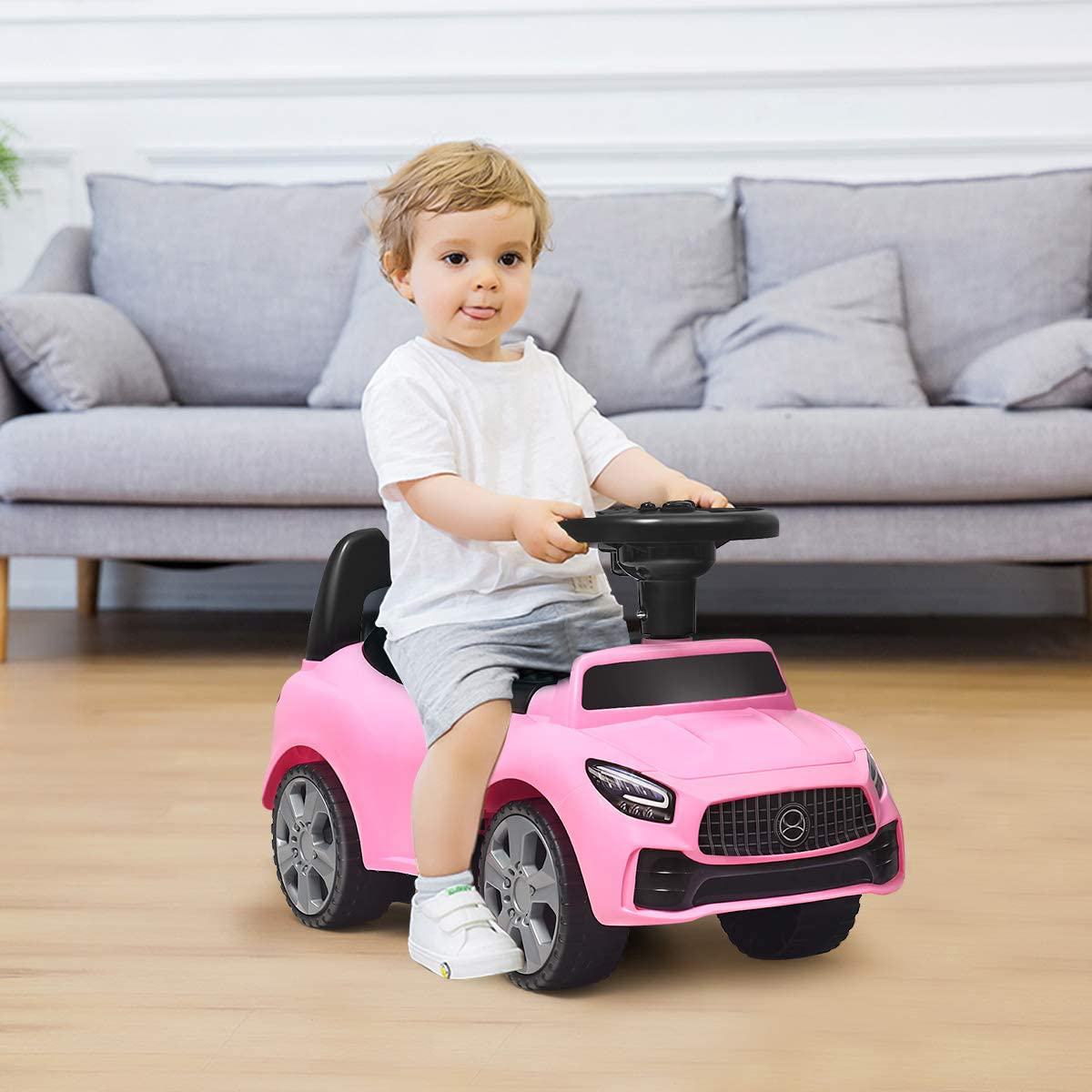 Carrito de Empuje para Niños con Bocina y Almacenamiento Musical