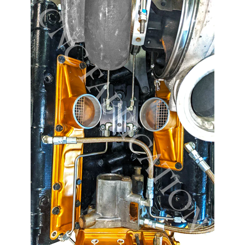 CNC Fabrication T4 Turbo 4-Line Feed Valley Mount Fuel Line Kit - 7.3 Powerstroke (1994.5-2003)