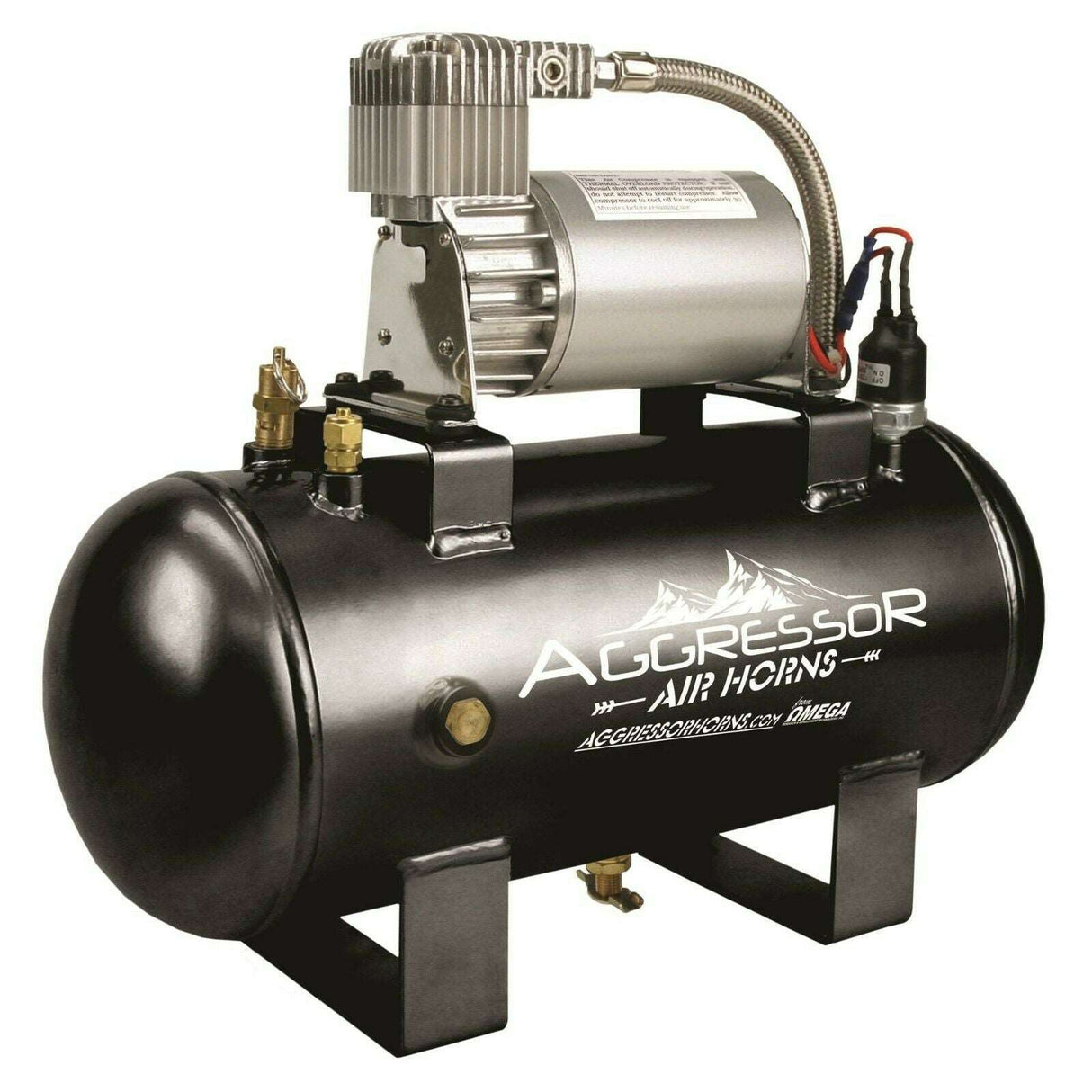 Aggressor Trainhorn 1.5 PSI 3 Tone Steel Black Omega