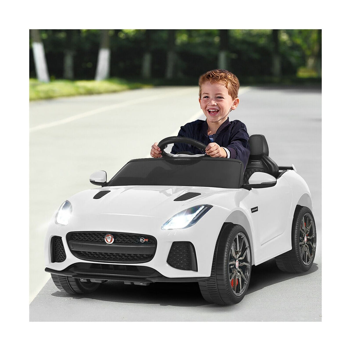 Costway 12V Jaguar F-Type SVR Licensed Kids Ride On Car with Motorized Function