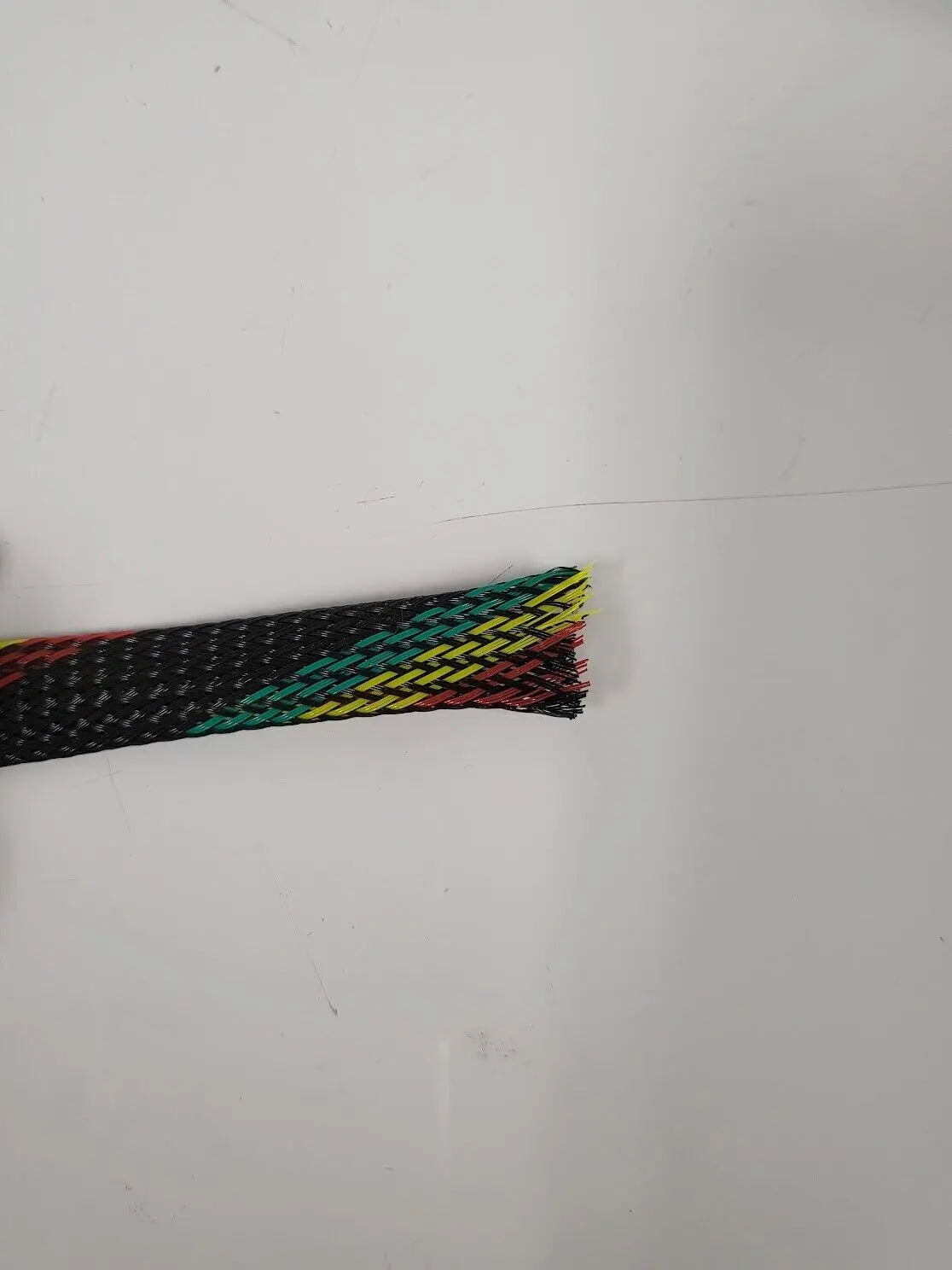 25 FT 1/2" BLACK WITH RED YELLOW GREEN STRIPE PET EXPANDO SLEEVING BRAID AC/DC WIRE AND SUPPLY