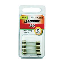 Jandorf Fast Acting Fuse, 25 A, 32 V, 1 kA Interrupt, Glass Body #C60640 Jandorf
