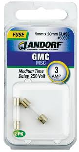 Jandorf Time Delay Fuse, 3 A, 250 V, 100 A, 10 kA Interrupt, Glass Body #60694 Jandorf