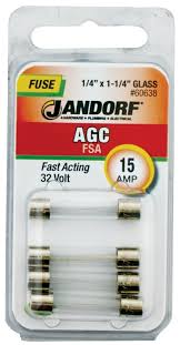 Jandorf Fuse Agc 15a Fast Acting 1/4" x 1-1/4" Glass #60638 Jandorf