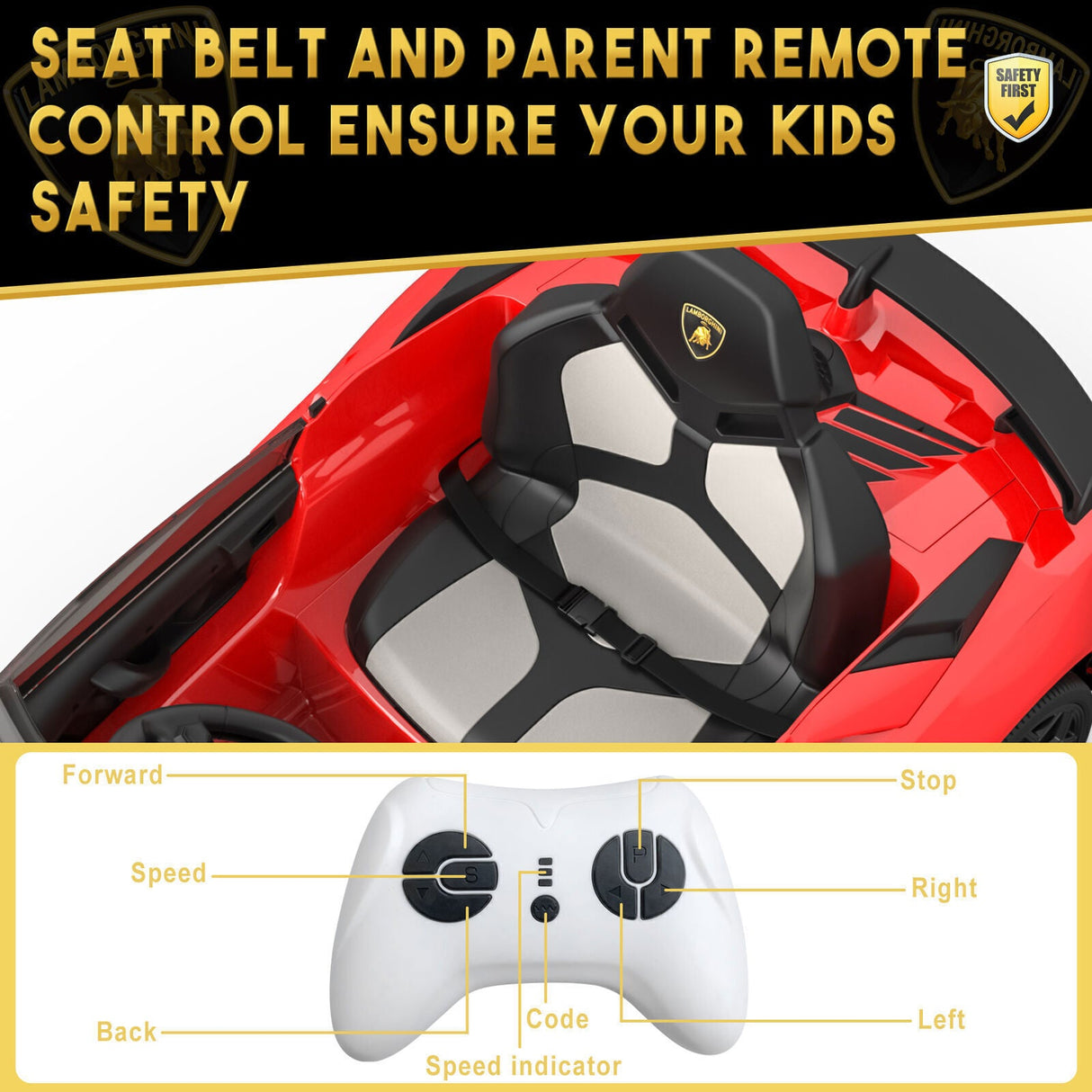 Electric 12V Kids Ride-On Sports Car with LED Remote Control