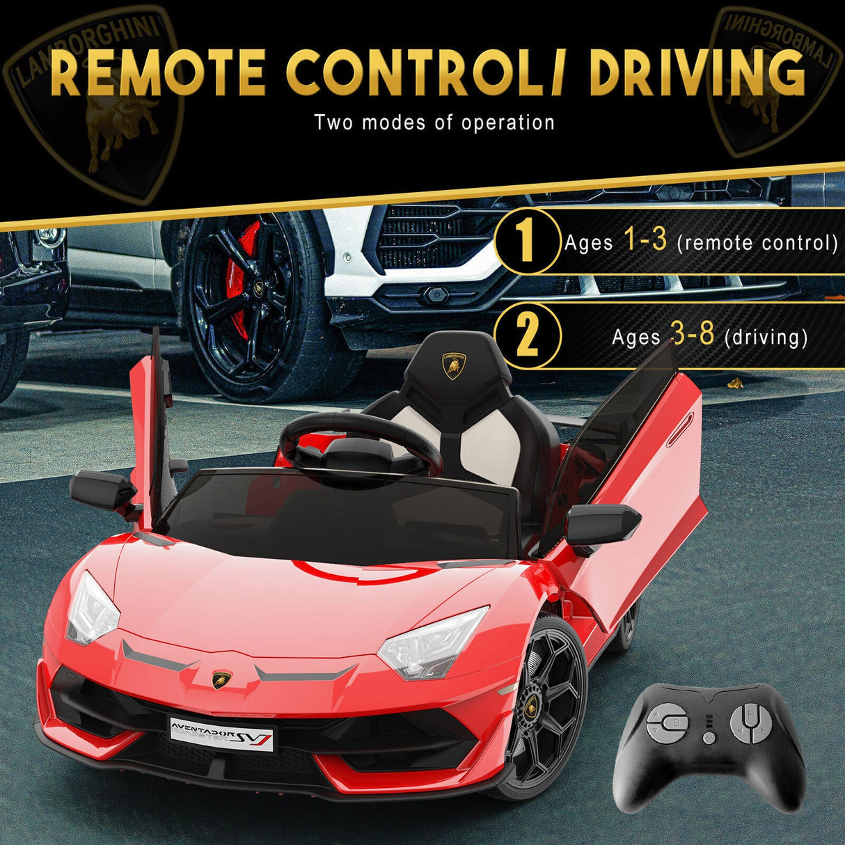 Electric 12V Kids Ride-On Sports Car with LED Remote Control