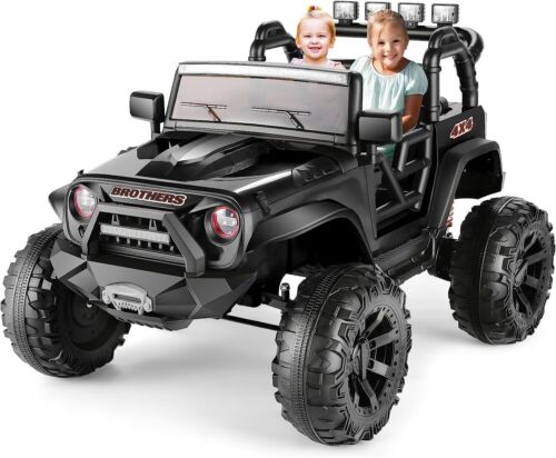 Electric 2-Seater Kids Ride-On Truck with LED Lights and 400W Motor - 24V Jeep Car