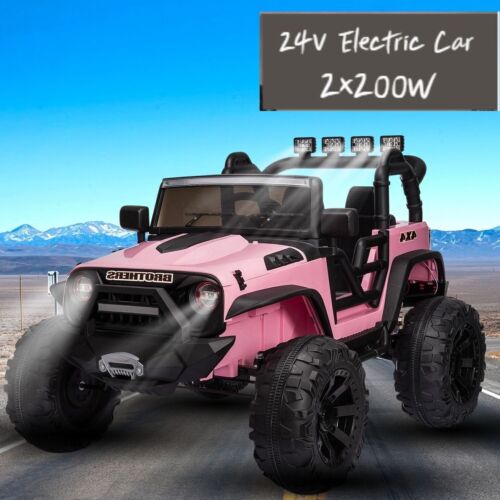 Electric 24V Kids Ride-On Truck with MP3, LED Lights, and Remote Control - 2 Seats, 2x200W Motors