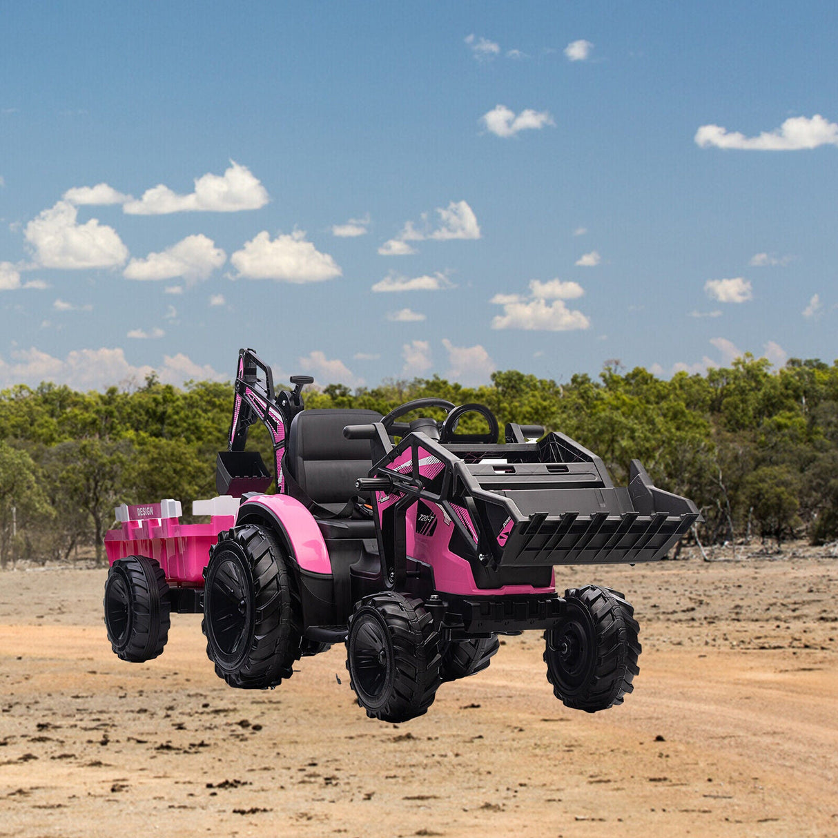 Electric 24V Tractor with Remote Control and Detachable Trailer - Perfect for Kids' Excavator Adventures!