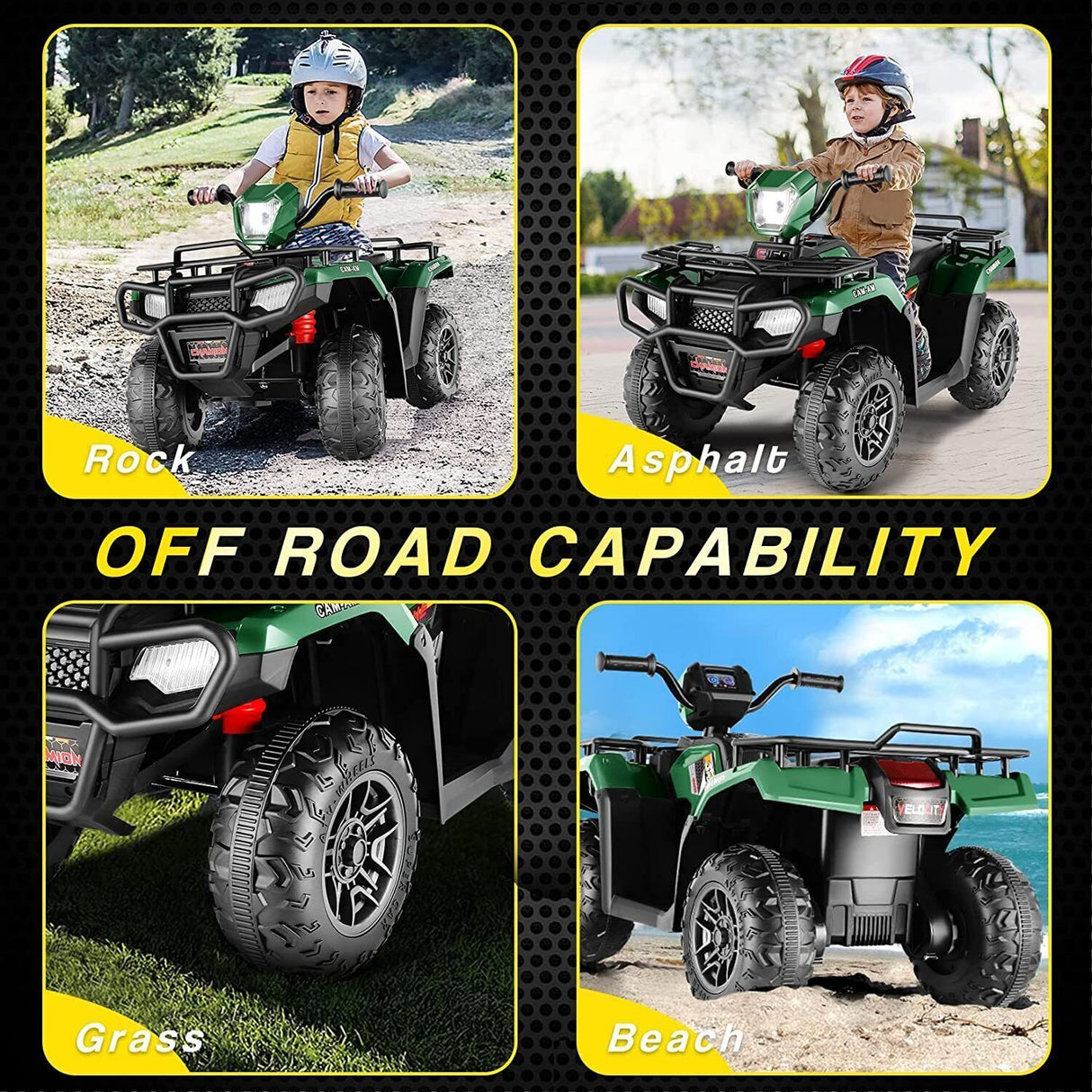 Electric 4-Wheeler ATV Quad for Kids with LED Lights, USB and MP3 Player - Suitable for Girls and Boys Aged 13 and Under