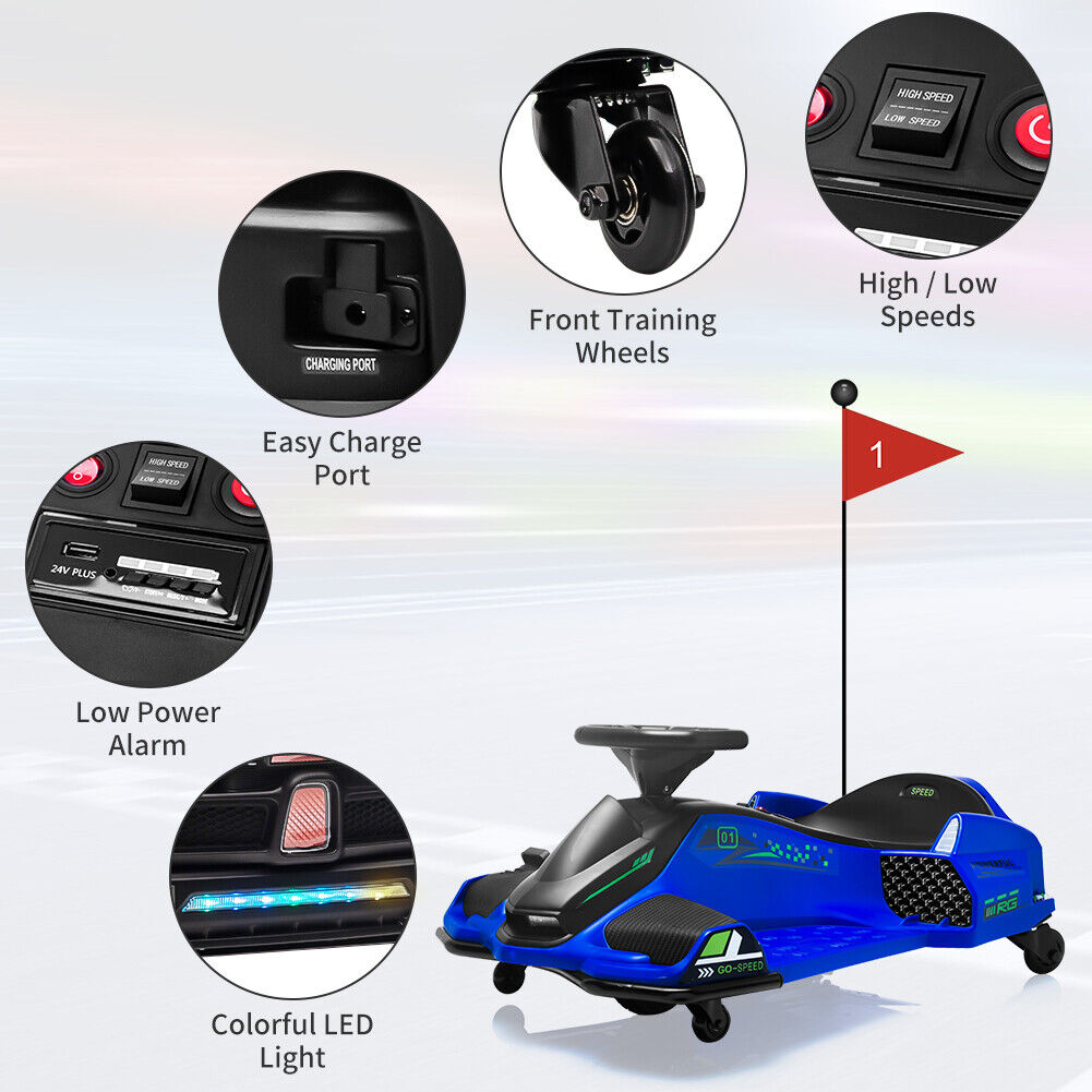 Electric Drifting Go-Kart for Kids with Brushless Motor and Music - 24V Ride On Drift Car