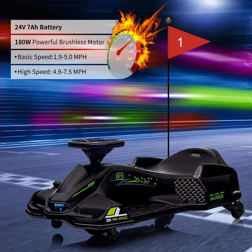Electric Drifting Go-Kart for Kids with Brushless Motor and Music - 24V Ride On Drift Car