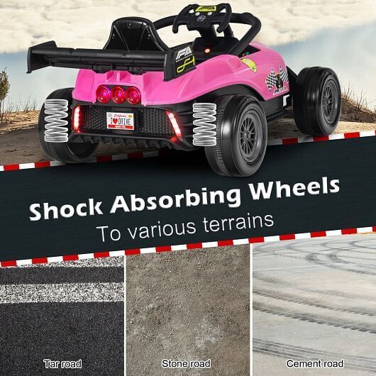 Electric Formula Racing Car for Kids with Remote Control - Pink (12V)