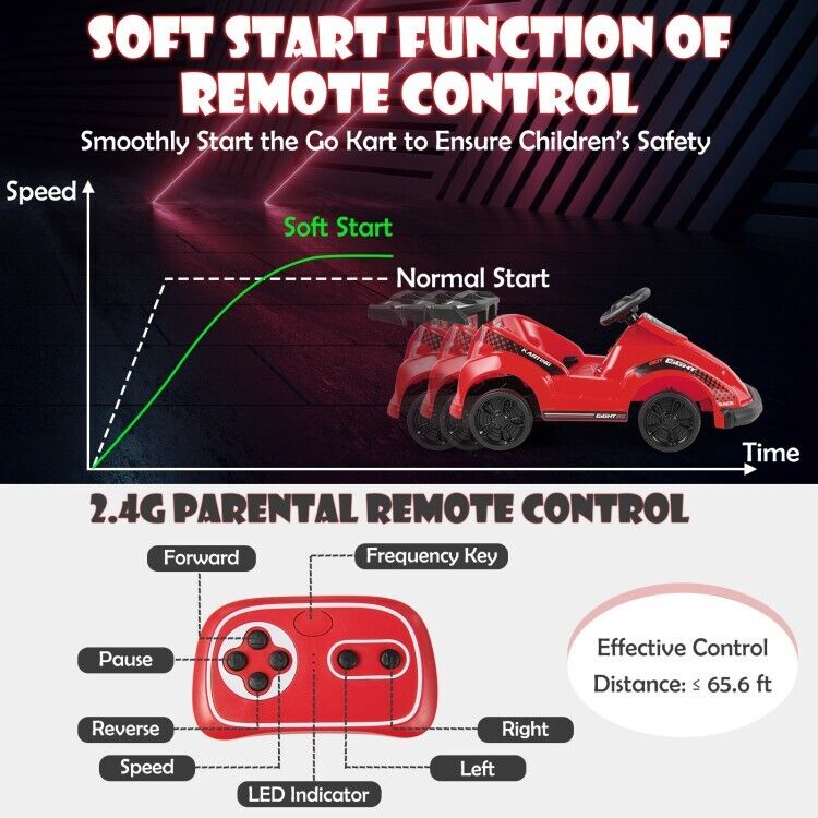 Electric Go Cart for Kids with Remote Control and Safety Features