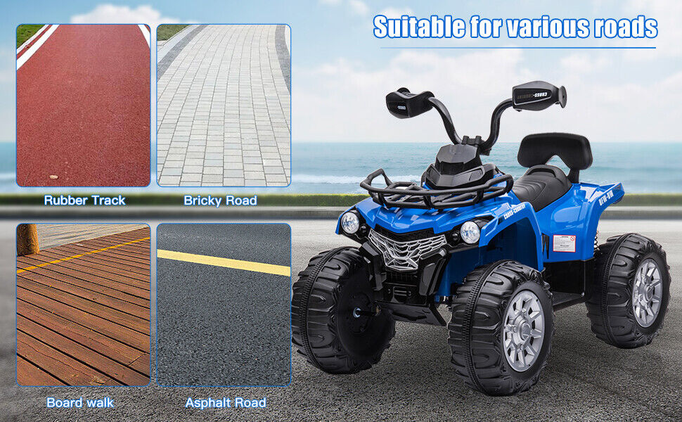 Electric Kids ATV Ride On Car with Music and LED Lights - Black 4-Wheeler for Outdoor Fun