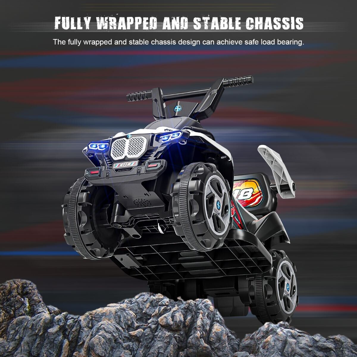 Electric Kids ATV with LED Lights and 4 Wheels - 6V Battery-Powered Toddler Car
