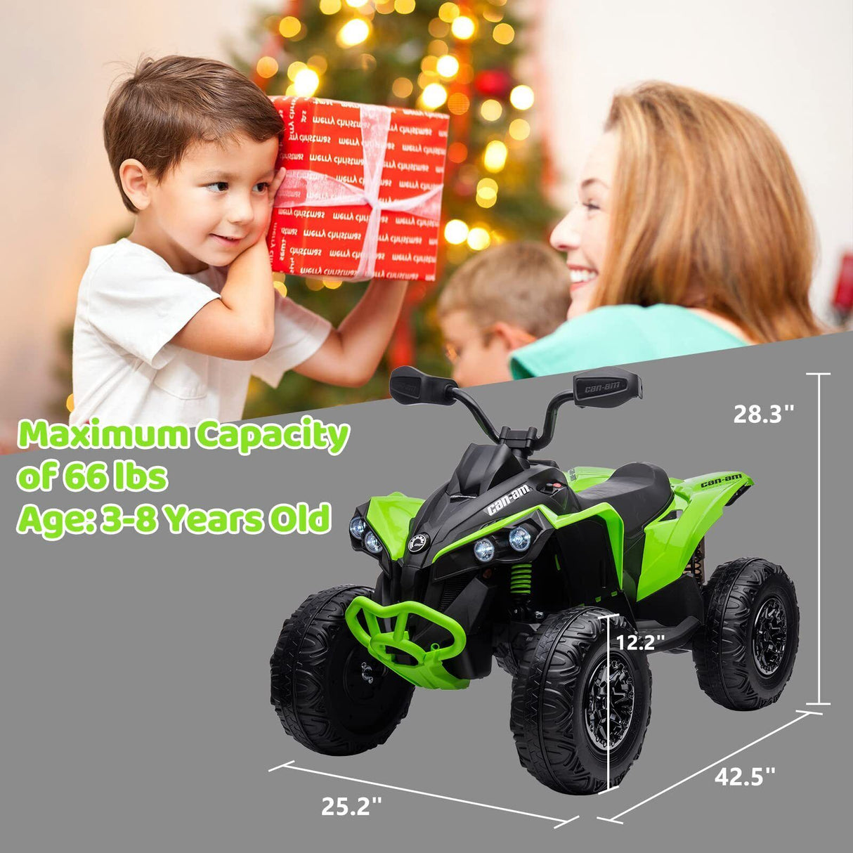 Electric Kids Ride On ATV 4-Wheeler with Music and LED Lights - All-Terrain Fun!