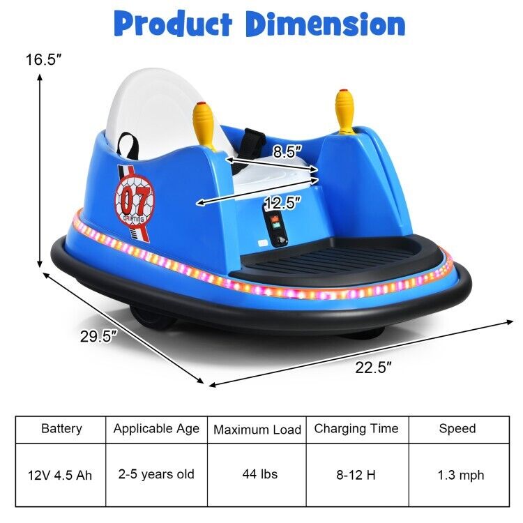 Electric Kids Ride-On Bumper Car with Flashing Lights - Perfect Toddler Toy Gift