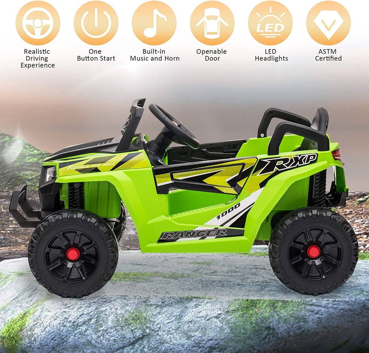 Electric Off-Road UTV Truck for Kids: 12V Ride-On with Forward and Reverse Function