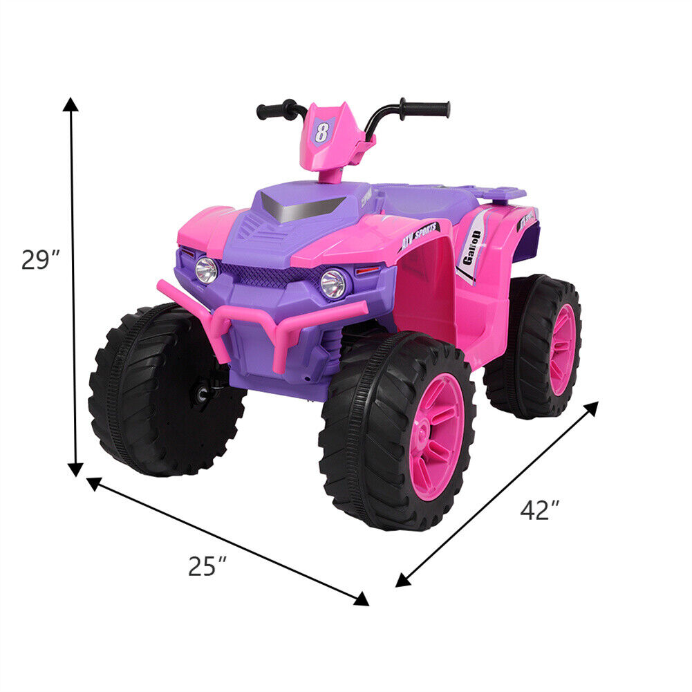 Electric Quad Car Toy for Kids with LED Headlights and Horn - 12V Ride-On ATV 4 Wheeler