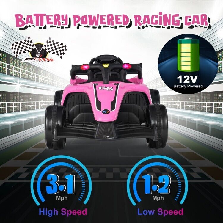 Electric Racing Truck for Kids with Remote & Manual Control and Lights - 12V Girls' Ride-On Toy