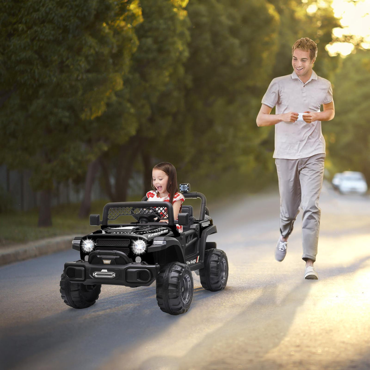 Electric Ride-On Car for Kids with MP3, LED Lights, Remote Control, and Adjustable Seat Belt