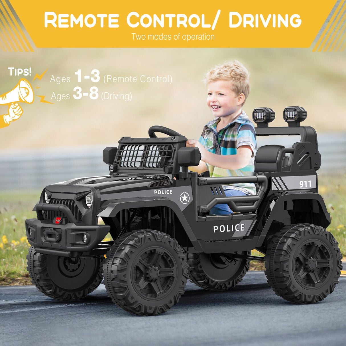 Electric Ride-On Car for Kids with Remote Control and Bluetooth Connectivity