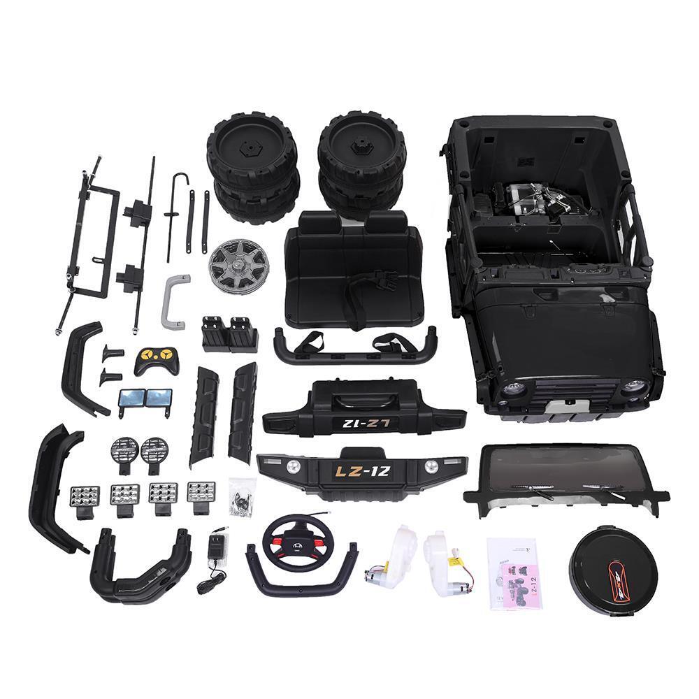 Electric Ride-On Car for Kids with Remote Control, Music, LED Lights, and 4mph Wheels in Black