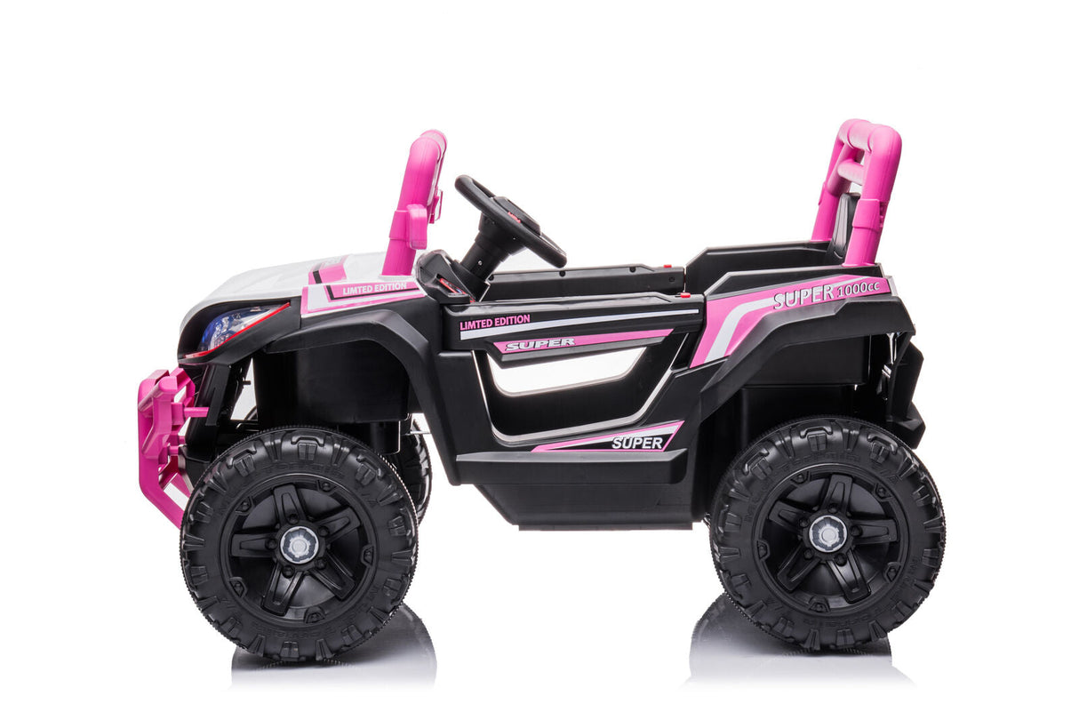 Electric Ride-On Car Truck for Kids with Remote Control, Music, and LED Lights - 12V One-Button Start