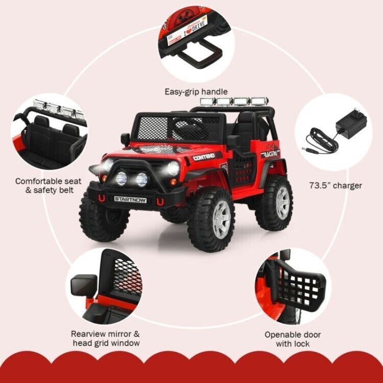 Electric Ride On Truck for Kids with Remote Control, Lights, and Music - 12V Children's Car Toy