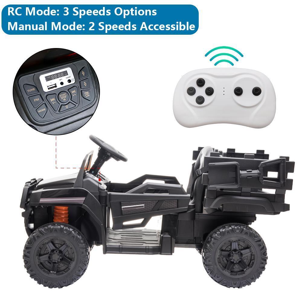 Electric Ride-On Truck for Kids with Remote Control, Music, and Lights - Black
